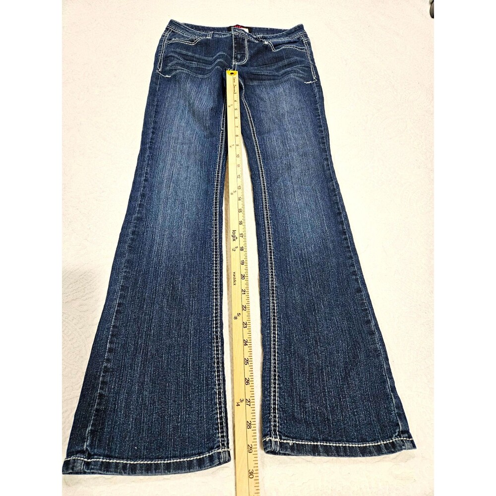 Free Style Revolution Women’s Size 7 Y2K Flare Jeans Low Rise Dark Wash